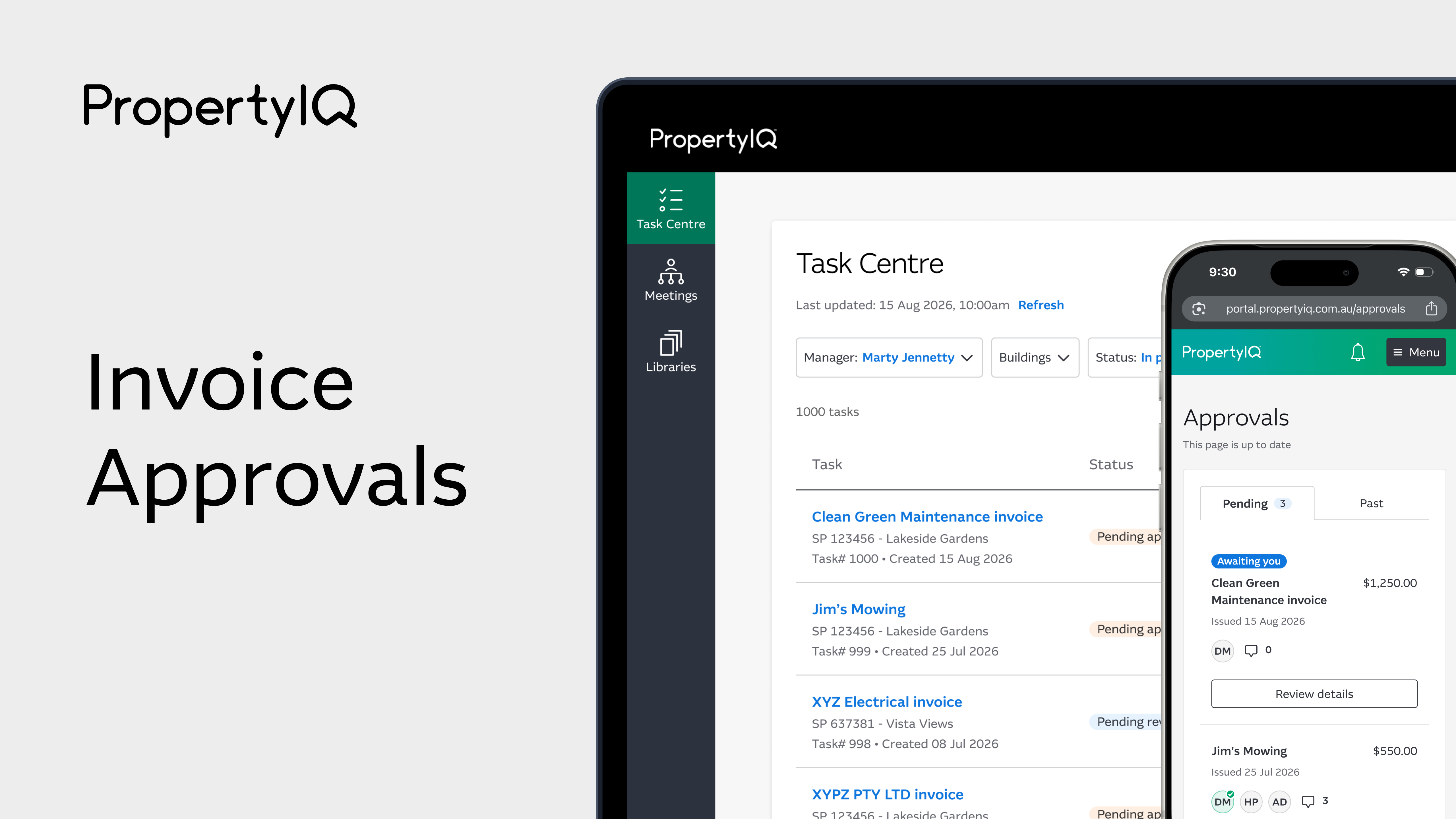 Preview of task centre and mobile device