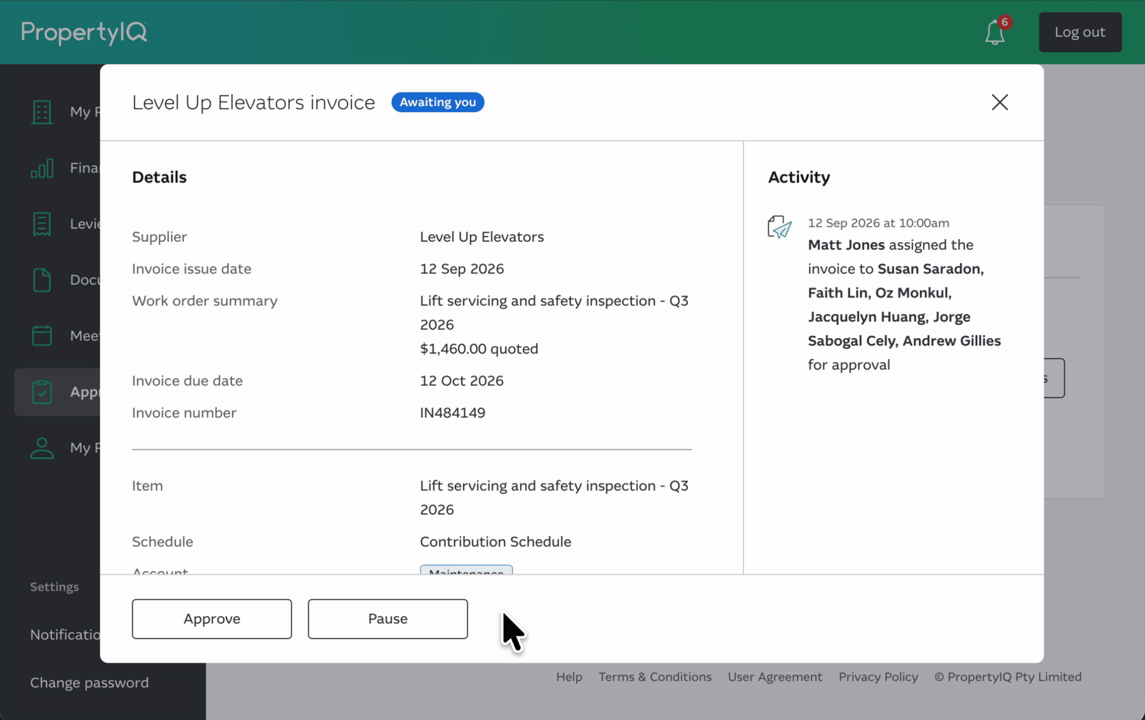 An animation highlighting how to enable editing of delivery preferences from the Configuration page of PropertyIQ Portal strata manager login.
